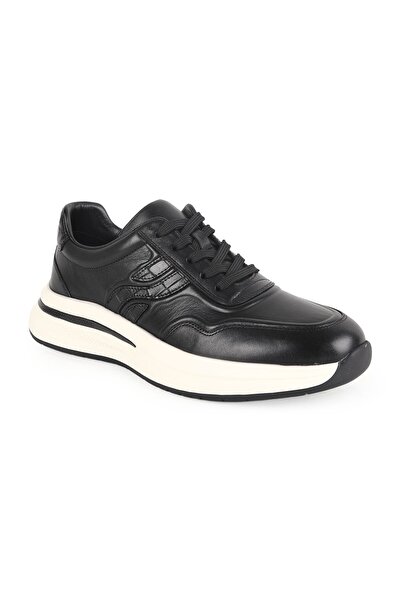 LBR Libero Men's Sneaker H1163 Black-White Genuine Antique Leather Crocodile ...