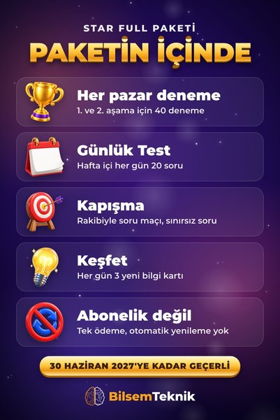 BilsemTeknik Star Full Paketi - BİLSEM 1. ve 2. Aşama Hazırlık Uygulaması (Dijital Kod)