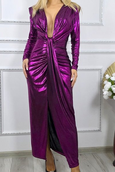 velve Rochie de ocazie Julietta, cu umeri accentuați și pliuri, Fucsia, Mărime universală S/M, FashionForYou