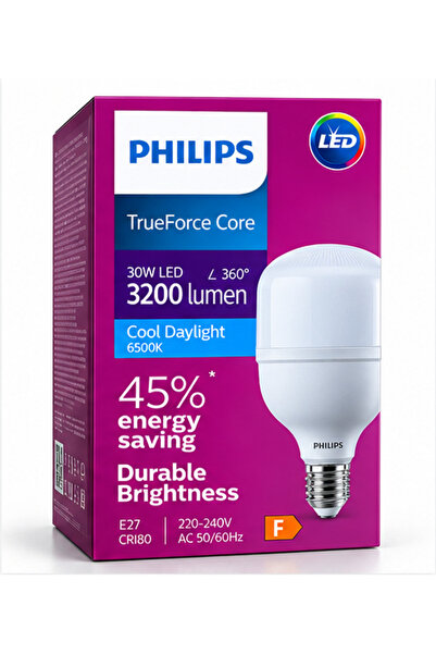 Philips TrueForce Core 30W LED Ampul 3200 Lümen 6500K Beyaz Işık E27 Duy Yüks...