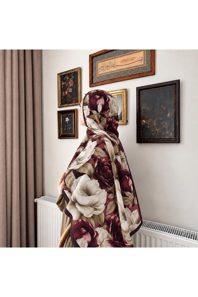 Hepsi Moda Modal Silk Magnolia Dream Shawl - Purple & Stone