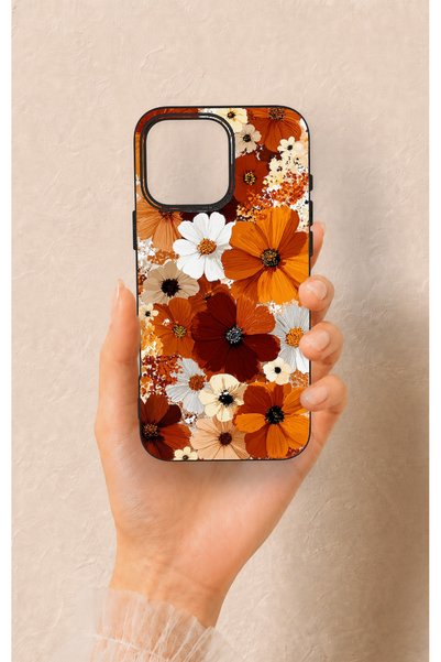 Vip Case حافظة سيليكون متوافقة مع iPhone 16 Pro Max بنمط زهور بلون الخريف