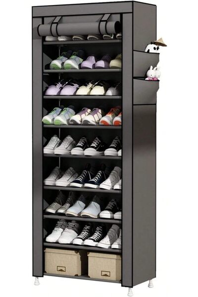 Generic 9 Tier Shoe Rack with Dustproof Cover Free Standing Shoe Shelf Storag...