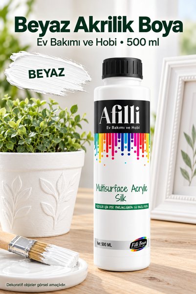 Filli Boya Afilli Multisurface Silk Beyaz Akrilik Hobi Boyası Su Bazlı Ahşap ...