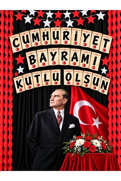 NG GRAFİK TASARIM 29 EKİM CUMHURİYET BAYRAMI OKUL PANOSU / KUMAŞA BASKı PANOS...