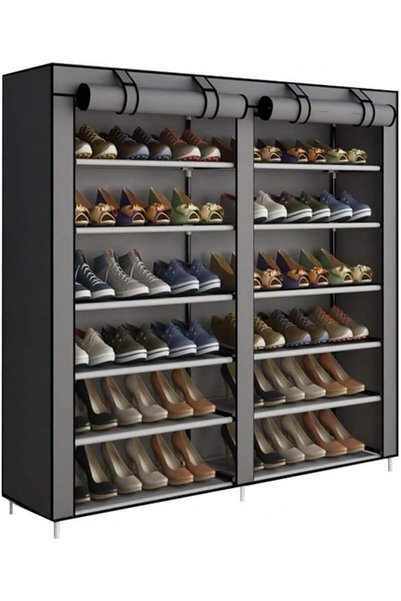 Generic Fabric Shoe Storage Cabinet with Cover – 6 Tier Double Row Shoe Rack ...