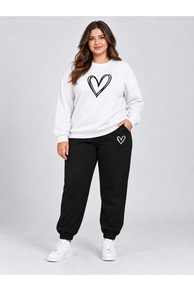 HAI COLLECTİON Unisex Large Size Oversize 100% Cotton Tracksuit Set Bottom an...