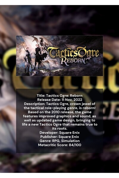 OEM Poster Infografic Tactics Ogre Reborn, Joc Video, Carton 250g, A4