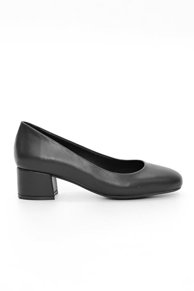 Tuna Genuine Leather Black Short Heeled Women's Shoes - Flexz2608