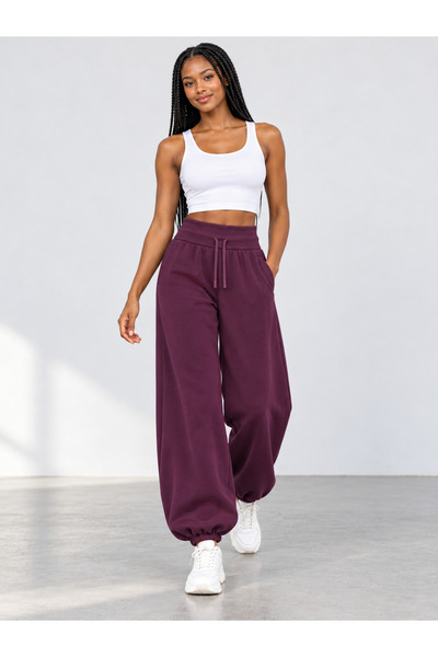 De Carte Women's High Waist Modal Fabric Loose Fit Baggy Jogger Sweatpants wi...