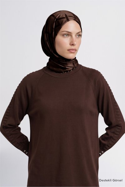 Armine تونيك تريكو بأكمام راجلان باللون البني الداكن