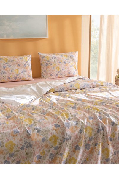 Madame Coco Laurence Double 100% Cotton Ranforce Printed Sheet and Duvet Cover Set - Colorful