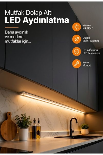 Genel Markalar 60 cm Alüminyum Gövde Anahtarlı Led Bar Dolap Altı Aydınlatma,...