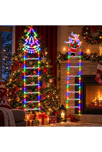 JML Instalatie LED Scara de Craciun 170cm Mos Craciun, Ren sau Brad, Lumina Multicolora