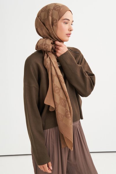 carell Elite Pattern Tencel Wool Viscose Shawl Walnut Shell