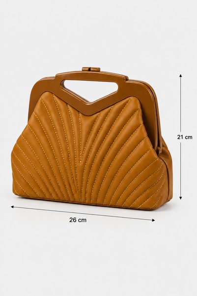 birizmoda Retro Women's Scholarship Hand and Shoulder Bag - Tan