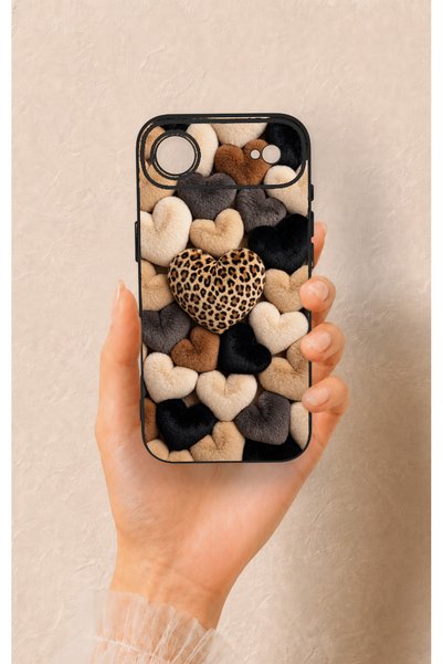 Vip Case iPhone 17 Air Compatible Heart Fur Pillow Pattern Silicone Case