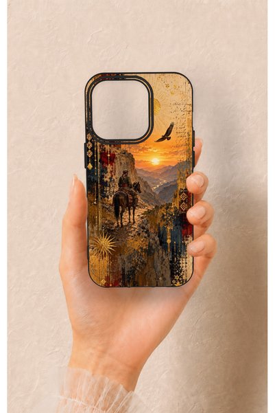 Vip Case iPhone 14 Pro Compatible Steppe Traveler Patterned Silicone Case