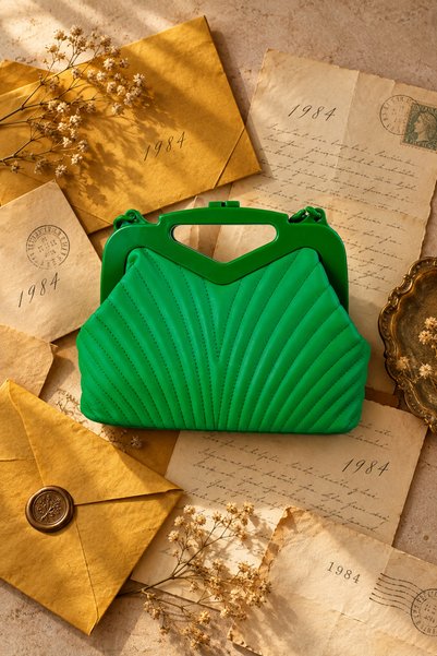 birizmoda Retro Women's Scholarship Hand and Shoulder Bag-Green