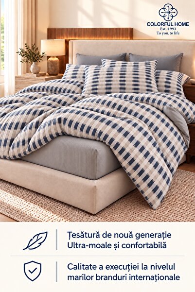 COLORFUL HOME Double Duvet Cover Set , with Stretchy, 4 pieces, new generatio...