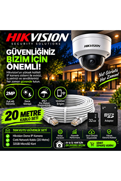 Hikvision 2MP Tak Çalıştır IP Güvenlik Kamera Seti – Kuruluma Hazır – 20 Metr...