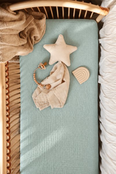 Anne Sesi Bürümcük Muslin Fitted Sheet 70x110 Cm 100% Organic Cotton +15 Cm Bed Height