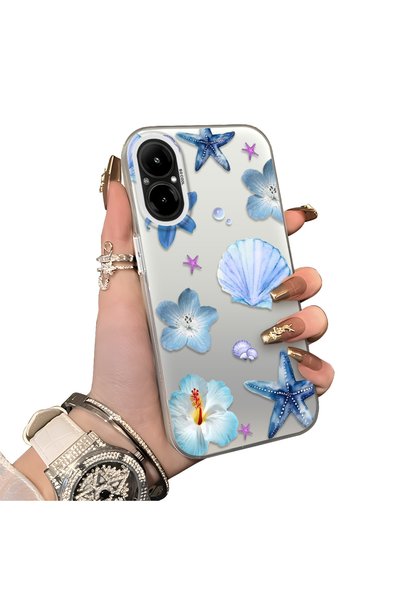 Hontinga For Realme C67 Compatible Silicone Edge Hard Back Case Sea Star Patt...