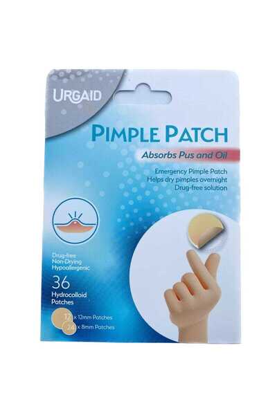 Urgaid Pimple Patch Absorbs Pus and Oil 36 Hydrocolloid Patches 12x12 mm + 24...