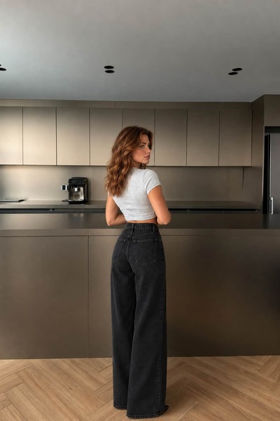 GLAMMOSS L'Atelier بنطلون جينز واسع الساق بخصر مرتفع