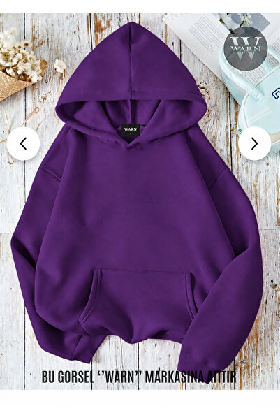 warn Hanorac mov cu glugă, 3 fire, unisex, din bumbac, 100% bumbac