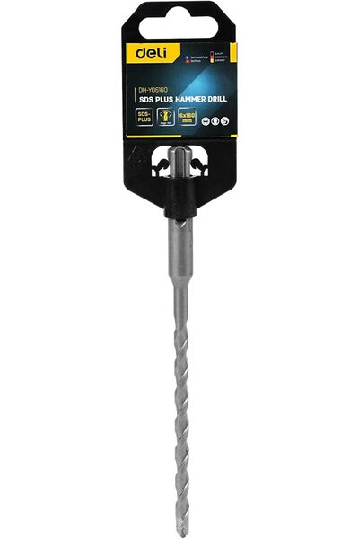 Deli لقمة حفر SDS Plus، مقاس 6 مم × 160 مم، لون فضي
