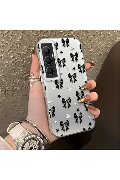 CHICASELUX Realme C65 4g Compatible Stylish Black Bow Full Print Case, Non-Sl...