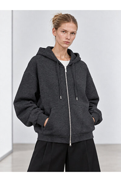 BABOKAH Fermuarlı Kapüşonlu Oversize Sweatshirt