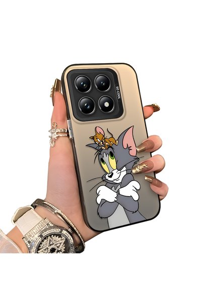 Hontinga Mi 14t Pro 5g Compatible Silicone Edge Hard Back Case with Mouse Pat...