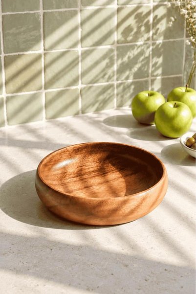 Atbyhome Akasya Salata Kasesi 20.3 cm - Yuvarlak Mutfak Tezgah Üstü Meyvelik ...