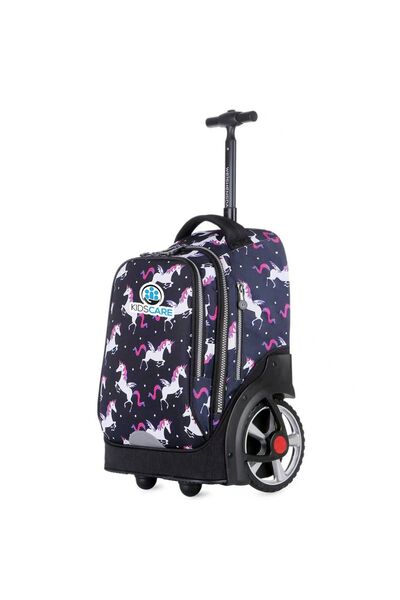KidsCare Uniconi Ghiozdan tip troler școlar bleumarin pentru copii, Mâner tel...