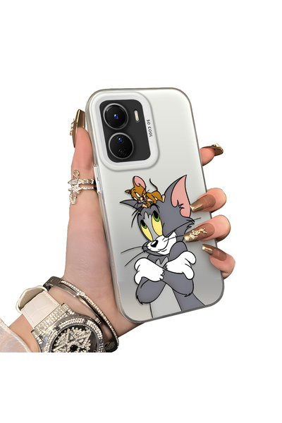 Hontinga Vivo Y16 Compatible Silicone Edge Hard Back Case Mouse Pattern Coupl...