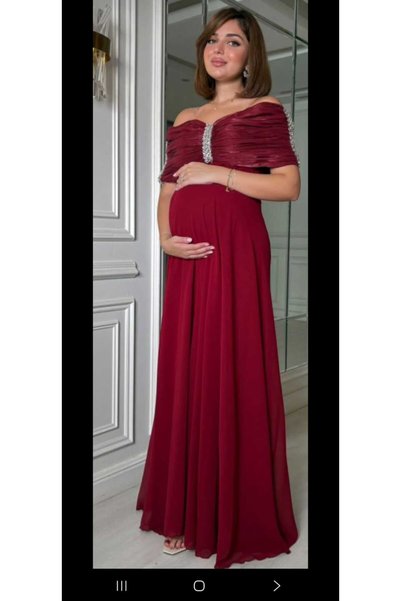 Reteel Fashion فستان حوامل بلون برقندي