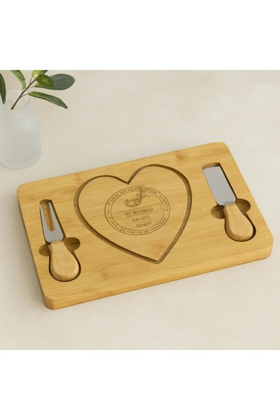 Bezos Bamboo Breakfast Cheese Serving Board (Heart-Shaped, 19×29 cm) Bzeldr05