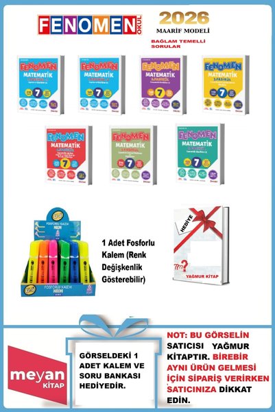 Fenomen Yayıncılık 7.SINIF FENOMEN MATEMATİK FASİKÜL SETİ (1-2-3-4-5-6 SAYILA...