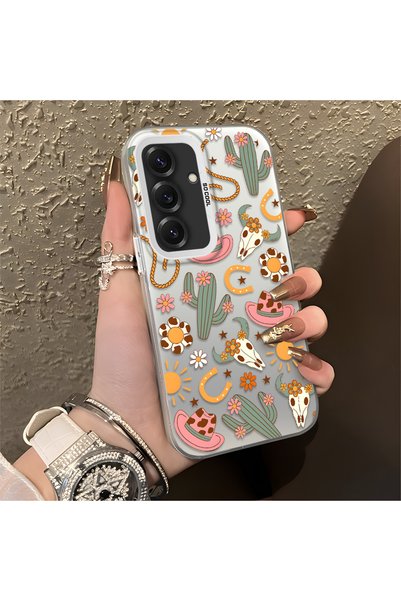 CHICASELUX Samsung Galaxy S25 Compatible Western Cowboy Cactus and Sun Patter...