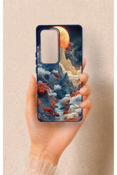 Vip Case Vivo V30 Compatible Red Moon Patterned Silicone Case