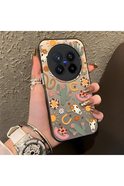 CHICASELUX Vivo X200 Pro Compatible Western Cowboy Cactus and Sun Pattern Pho...