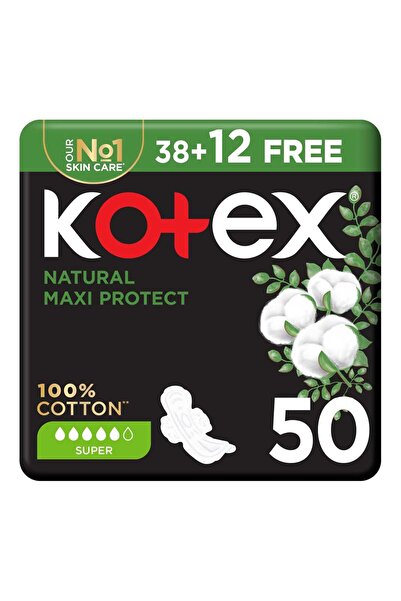 Kotex Natural Maxi Protect Thick 100% Cotton Pad Super Size with Wings 50pcs