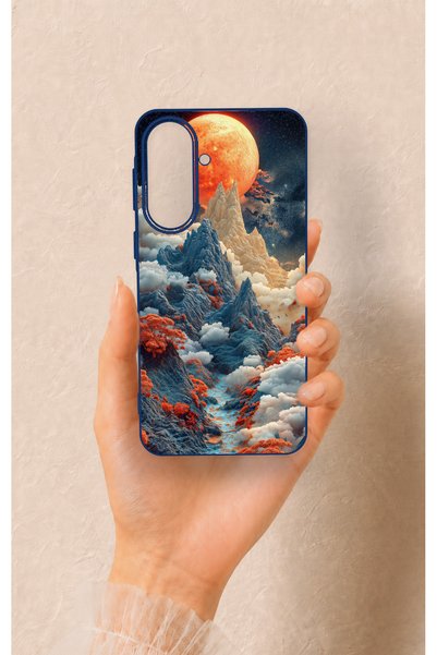 Vip Case Samsung A57 Compatible Red Moon Patterned Silicone Case
