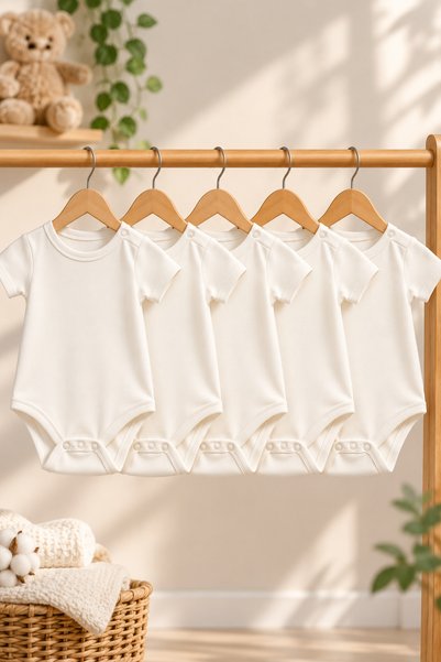 DeeAn 5'li Beyaz 0-3 Ay %100 Pamuk Çıtçıtlı Zıbın Seti