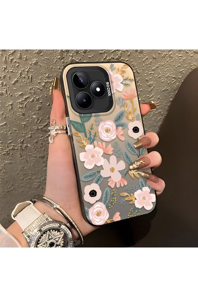 CHICASELUX Realme Note 50 Compatible Pink Spring Flower and Green Leaf Patter...