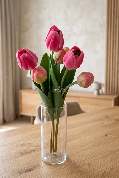 Yapay Çiçek Deposu Yapay Çiçek Islak Kraliyet Safiri 2li Lale Dalı 60 cm Canl...