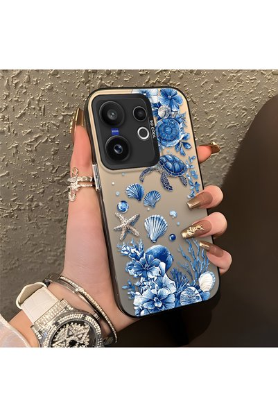 CHICASELUX غطاء متوافق مع Vivo X200 Fe بنمط السلحفاة الزرقاء والصدف والمرجان،...