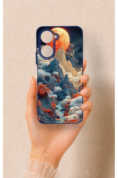 Vip Case Vivo Y18 Compatible Red Moon Patterned Silicone Case